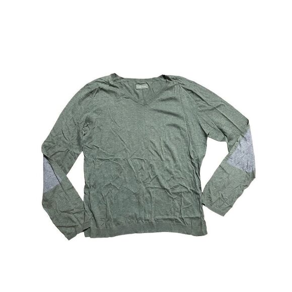Zadig & Voltaire Olive green w/ gray elbow patch Vneck sweater size XL 1… - Picture 1 of 9